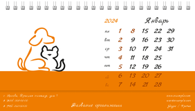 Настольные перекидные календари - Зоомагазин - Бело-оранжевый