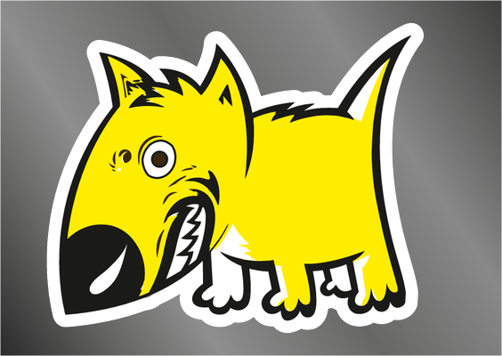 Наклейки на автомобиль A6 - Желтая собака Лицевая сторона