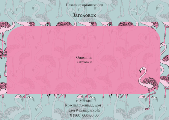 Горизонтальные листовки A6 - Розовый фламинго Лицевая сторона