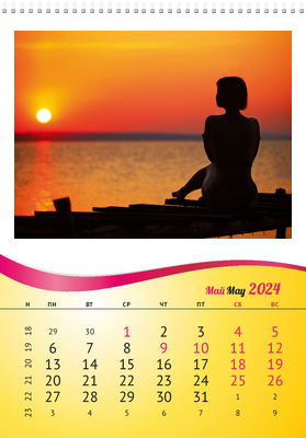 Вертикальные настенные перекидные календари - Бикини Май