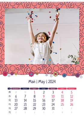 Вертикальные настенные перекидные календари - Детский стиль Май