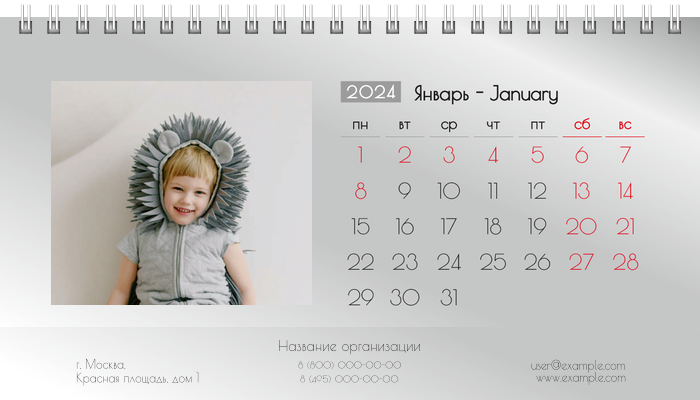 Настольные перекидные календари - Серые Январь
