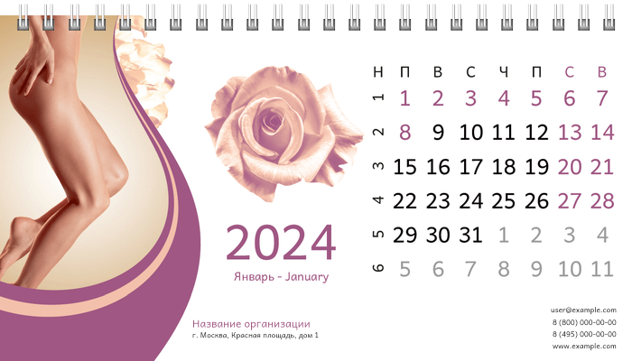 Настольные перекидные календари - Спа-салон Январь