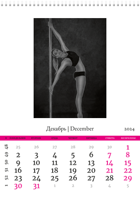 Вертикальные настенные перекидные календари - Танцы Декабрь