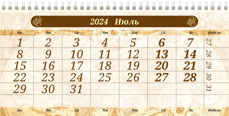 Квартальные календари - Туристическая - Старая карта Июль